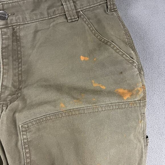 Carhartt Pants Mens 36X28 Moss Green Carpenter Double Knee Distressed Workwear - Picture 4 of 11